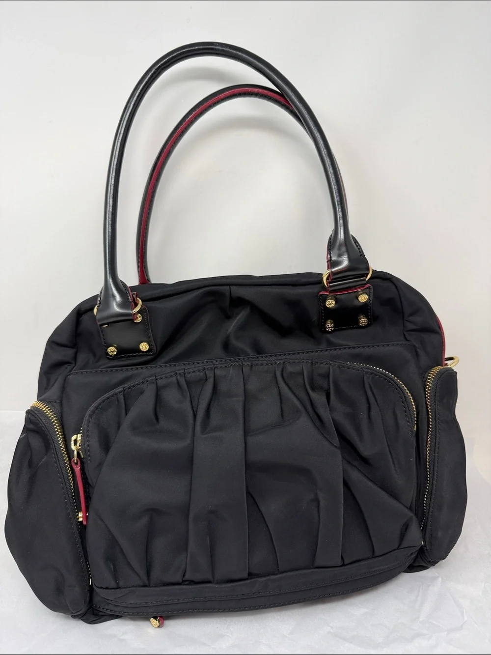 MZ Wallace Black Quilted Nylon Tote with Gold Hardware